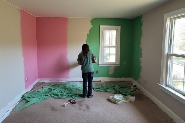 Pink Green Living Room Paint Makeover Pink Green Living Room Paint Makeover