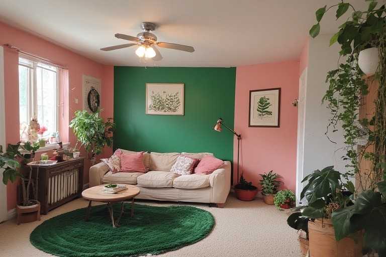 Pink Green Living Room Paint Makeover Pink Green Living Room Paint Makeover